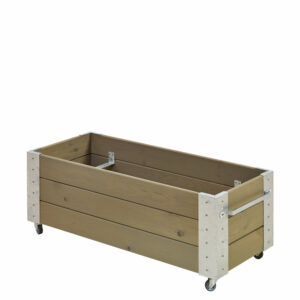 Cubic blomsterkasse med hjul – 120Ã50Ã45 cm – gråbrun